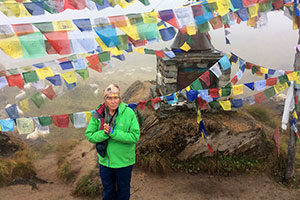 Rosie with prayer flags